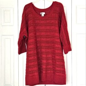 Red Knit Tunic Sweater